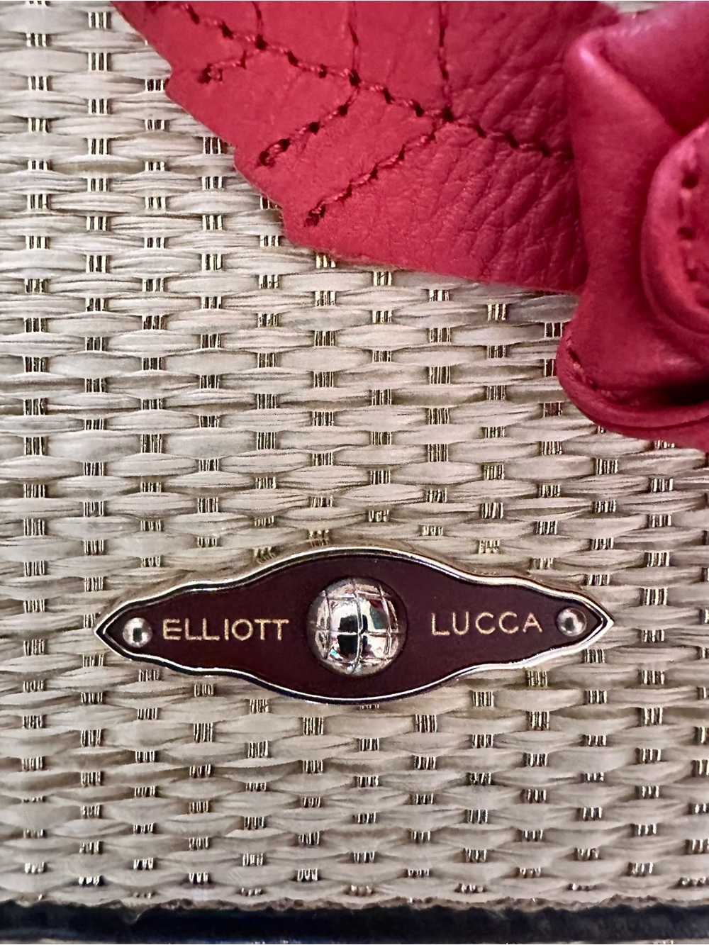 Elliott Lucca Coral Rose Straw Crossbody Bag - Picture 2 of 11